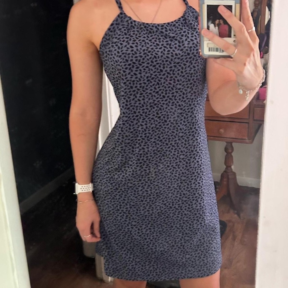 Elegant Blue Patterned Women's Dress